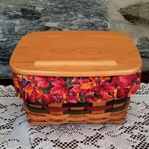 VTG Longaberger 2004 Shades of Autumn Recipe Basket Combo Fall Foliage Liner Lid